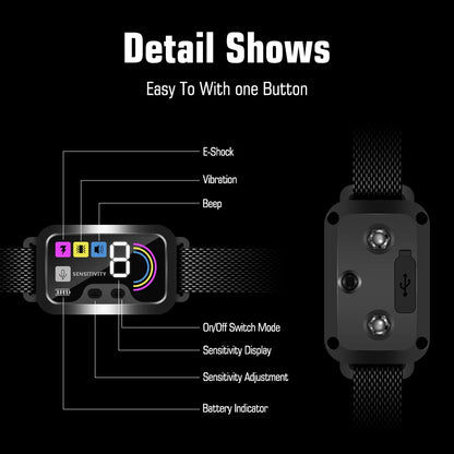 Smart Anti-Bark eCollar with Automatic Sensor | Digital Dog Bark Collar with Sound, Vibration & Shock Modes