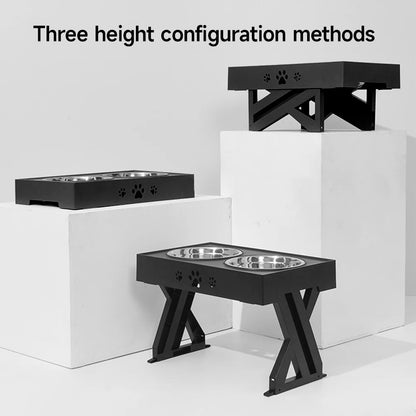 Sturdy Elevated Dog Feeding Station with 3 Adjustable Height Levels & 2 Stainless Steel Bowls 6