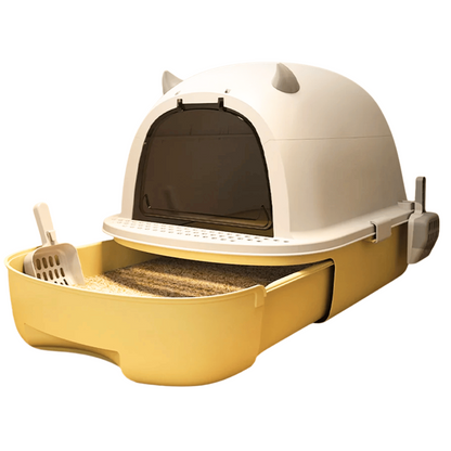 Enclosed Cat Litter Box with Swing Door & Pull-Out Tray Drawer | Scoop Included