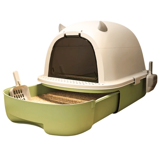 Enclosed Cat Litter Box with Swing Door & Pull-Out Tray Drawer | Scoop Included