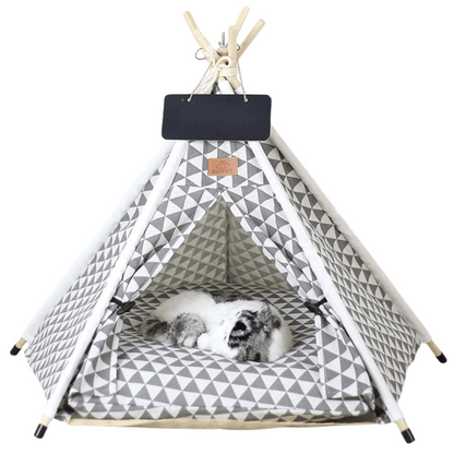 Cute Pet Bed Teepee Tent for Smaller Dogs & Cats with Washable Comfy Cushion