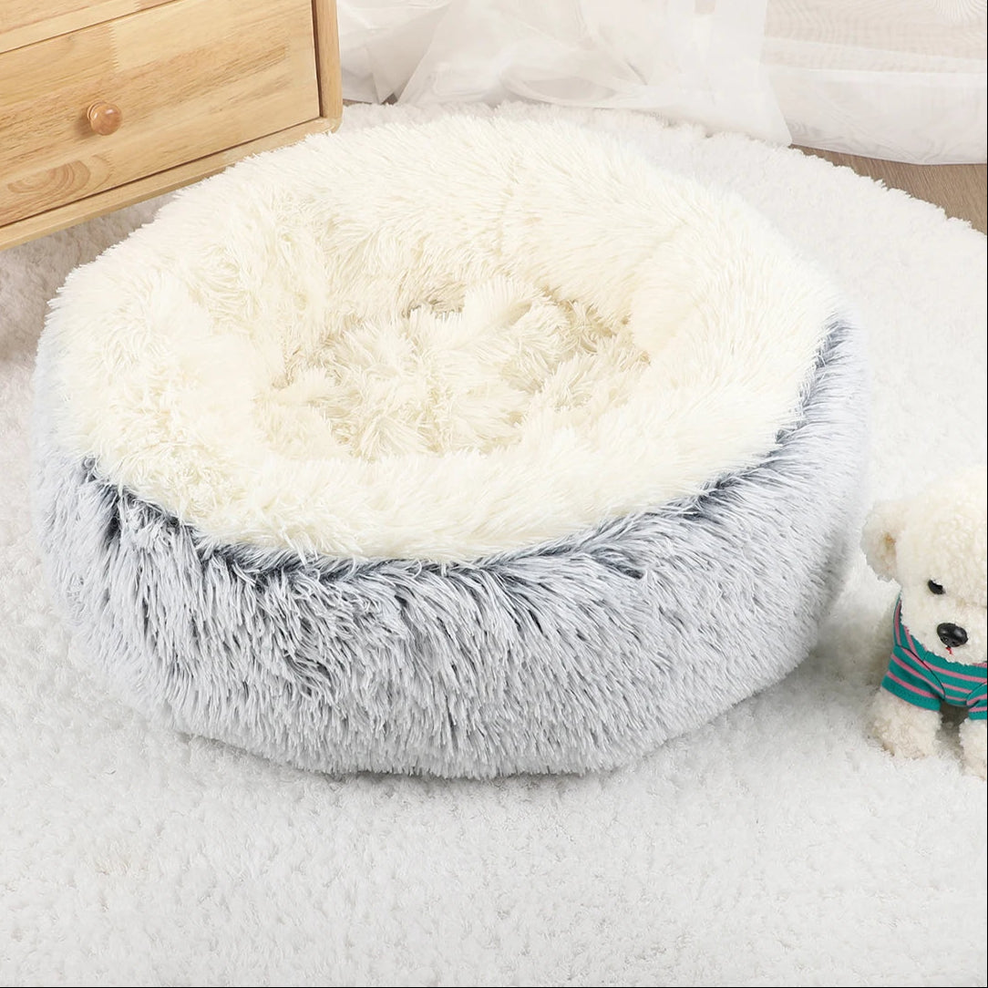 Extra Fluffy & Deep Plush Donut Dog Bed  3
