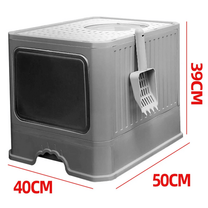 Spacious Front & Top Entry-Exit Enclosed Cat Litter Box with Slide-Out Tray & Scoop 8