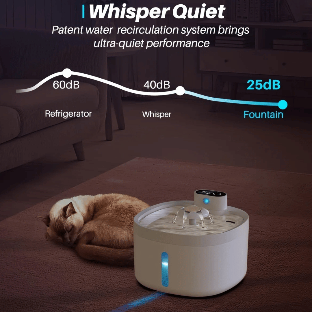 Wireless Pet Water Fountain for Fresh Flowing Drinking Water for Cats & Dogs | USB Rechargeable