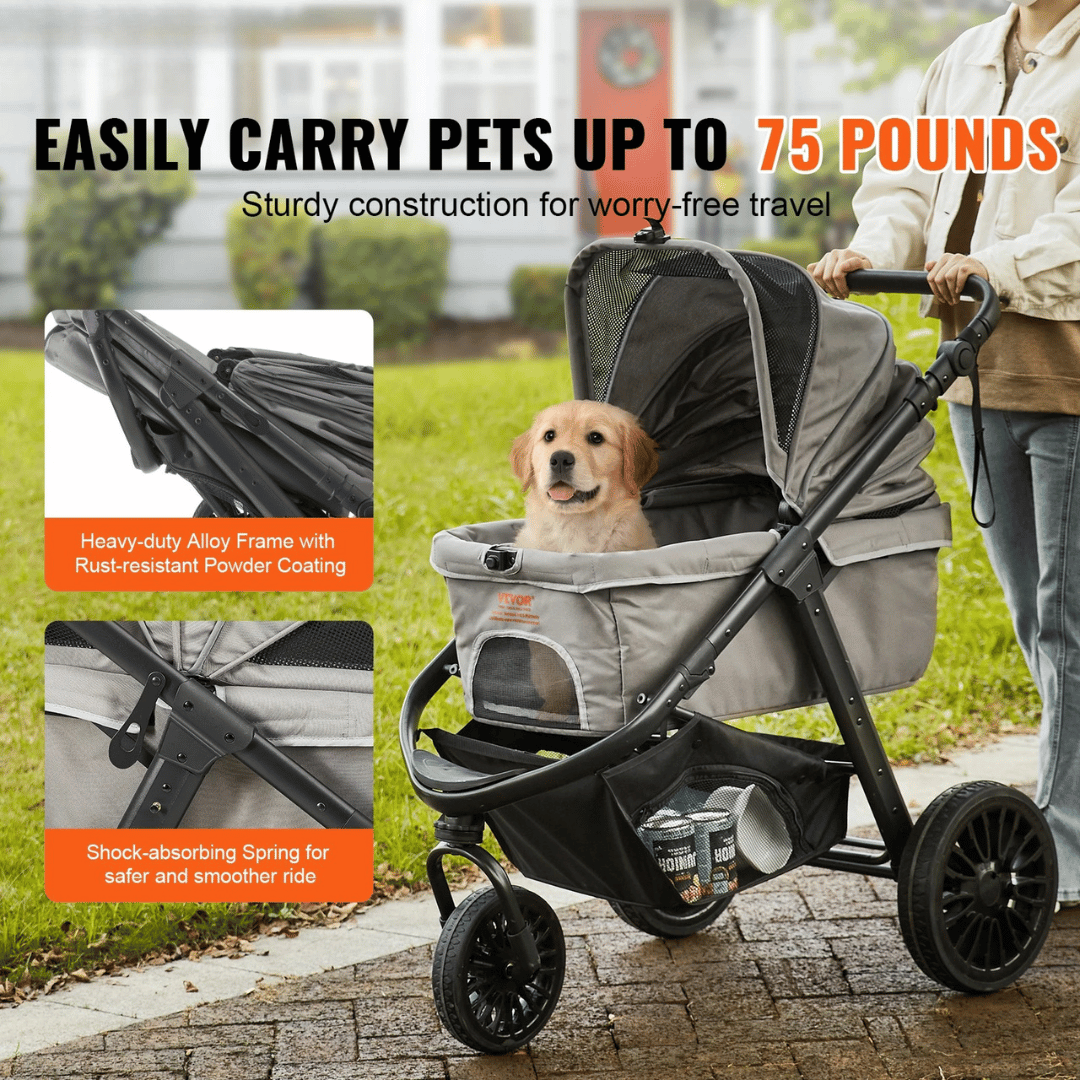 Sturdy & Compact Dog Stroller for Smaller Dogs with Easy Folding 3