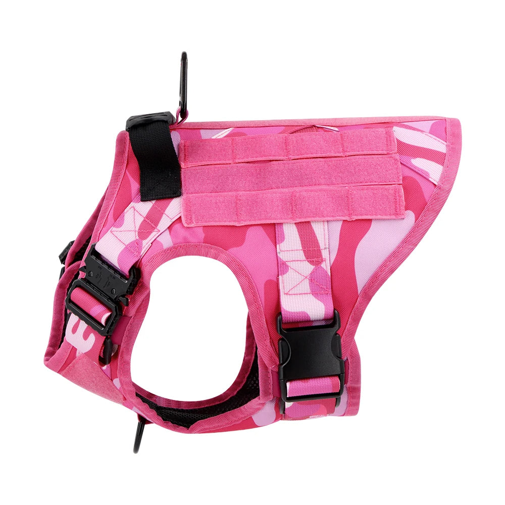 Pink Camouflage Military-Style Dog Harness | Tactical Dog Training Vest 12