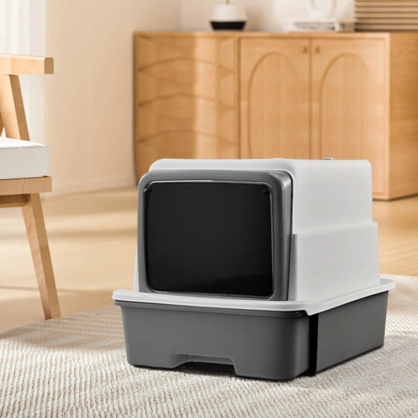 Enclosed Cat Litter Box with UV Lamp for Sterilizing & Deodorizing | Includes Tray Drawer & Scoop