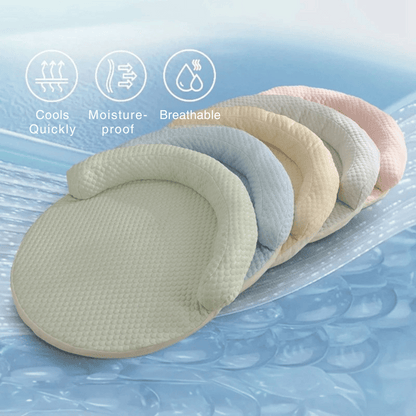 Round Pet Cooling Mat - Absorbs Heat & Cools Body | Breathable, Non-Slip Dog & Cat Bed with Head Support