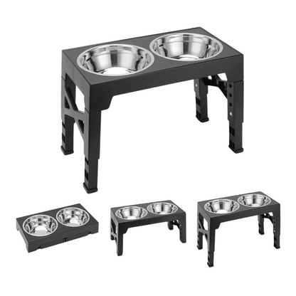 Raised Dog Bowl Stand with Adjustable Tilt & Stainless Steel & Slow-Feeding Bowls 2