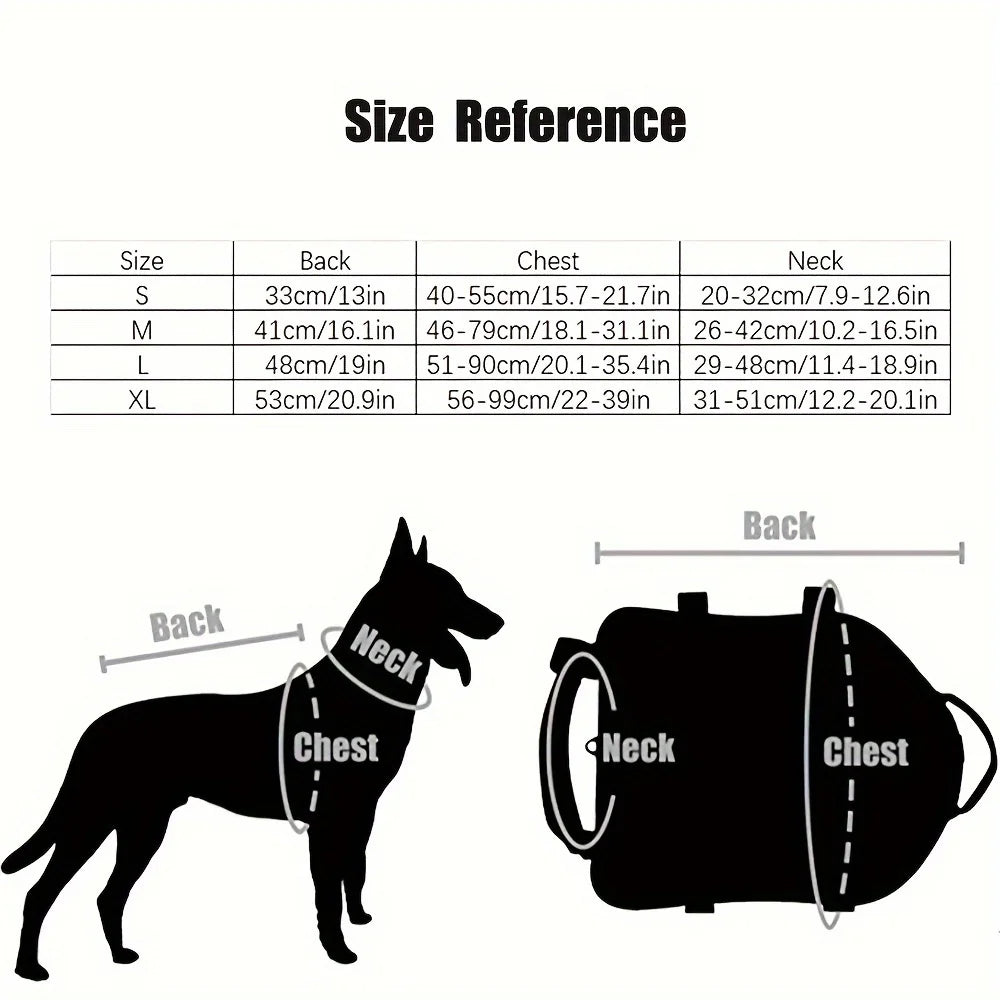 Tactical Military-Style Dog Harness Training Vest with Detachable Pouches 11