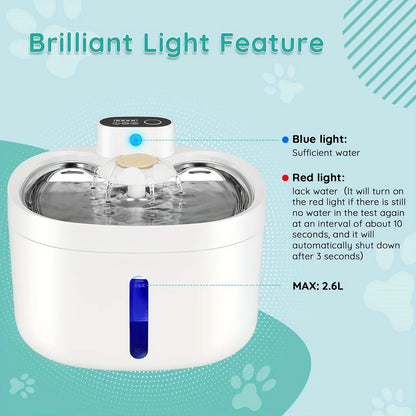 Wireless Pet Water Fountain for Fresh Flowing Drinking Water for Cats & Dogs | USB Rechargeable