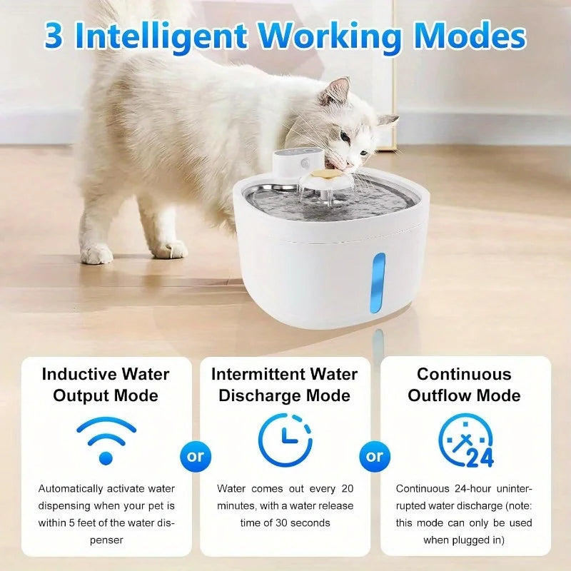 Wireless Pet Water Fountain for Fresh Flowing Drinking Water for Cats & Dogs | USB Rechargeable