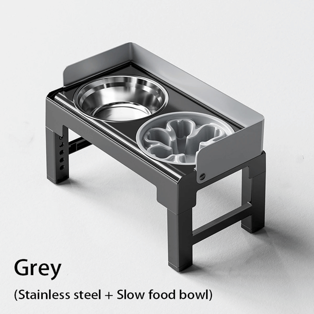 Adjustable Raised Dog Feeding Station with Stainless Steel & Slow-Feeding Bowls 9