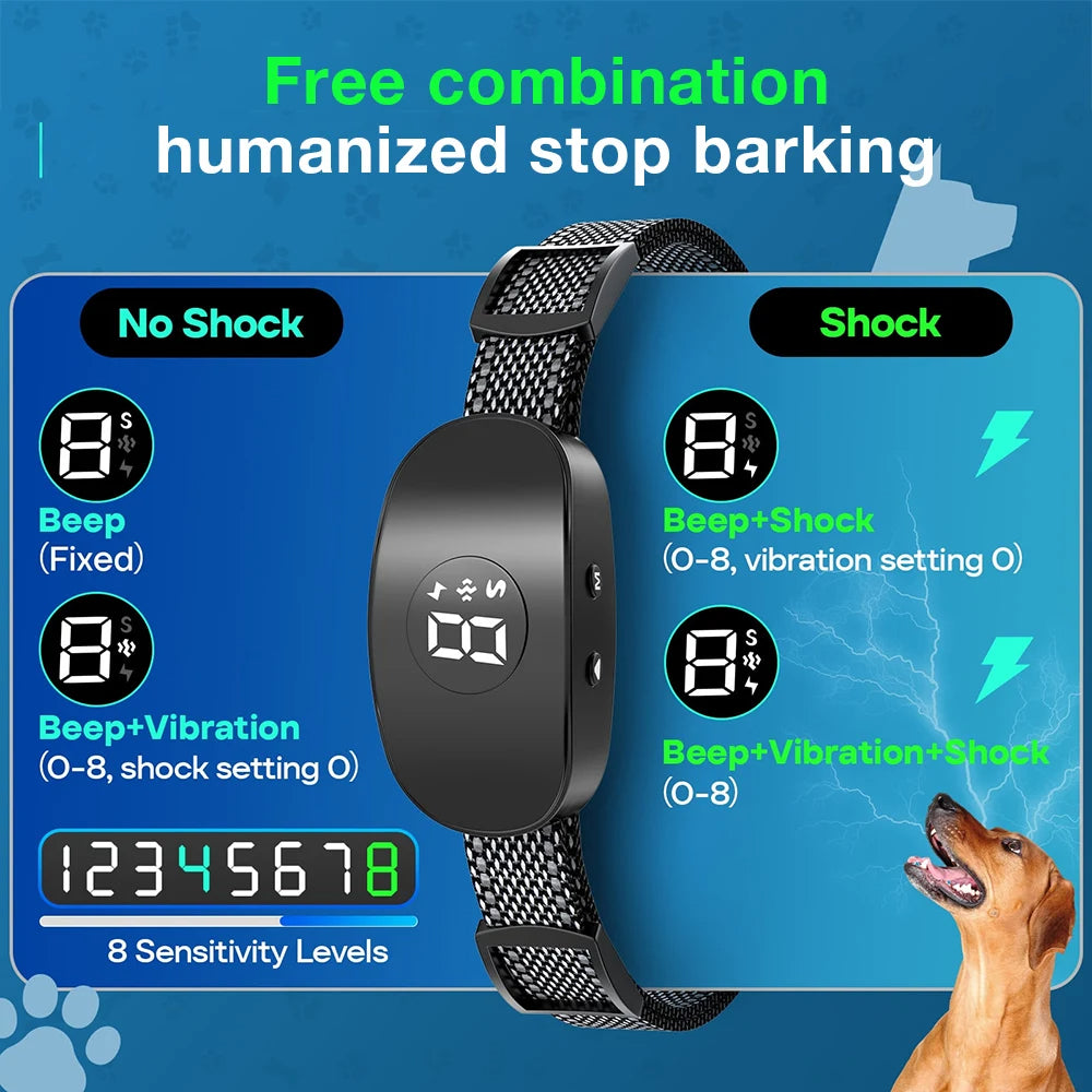 Automatic Anti-Bark Collar with No Shock & Safe-Shock Modes | USB Rechargeable & Waterproof Electric Dog Collar 8
