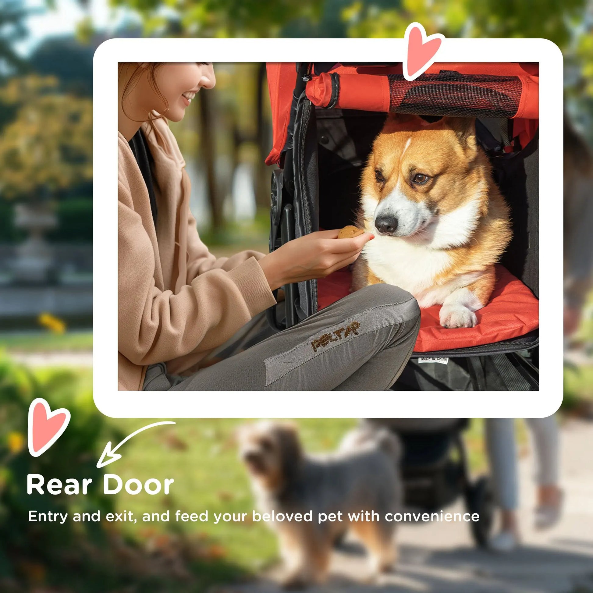 Sturdy-Wheeled Dog Stroller with Storage Basket for Outdoor Adventures 4