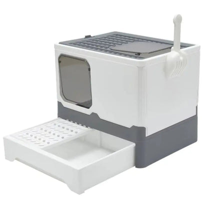 Enclosed Cat Litter Box with Pull-Out Tray & Double Entry 1