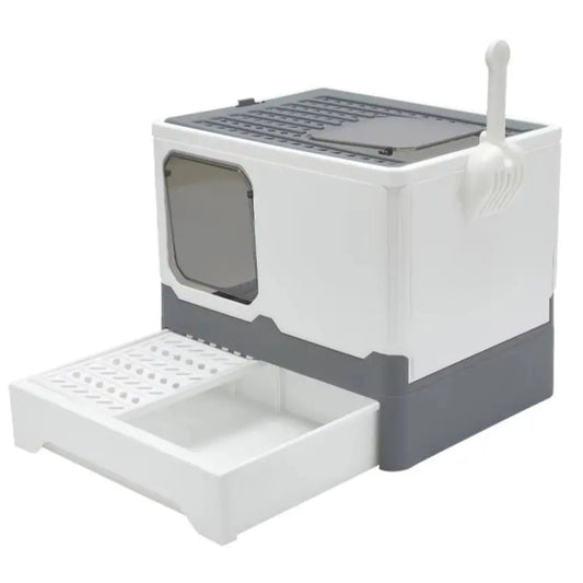 Enclosed Cat Litter Box with Pull-Out Tray & Double Entry 1