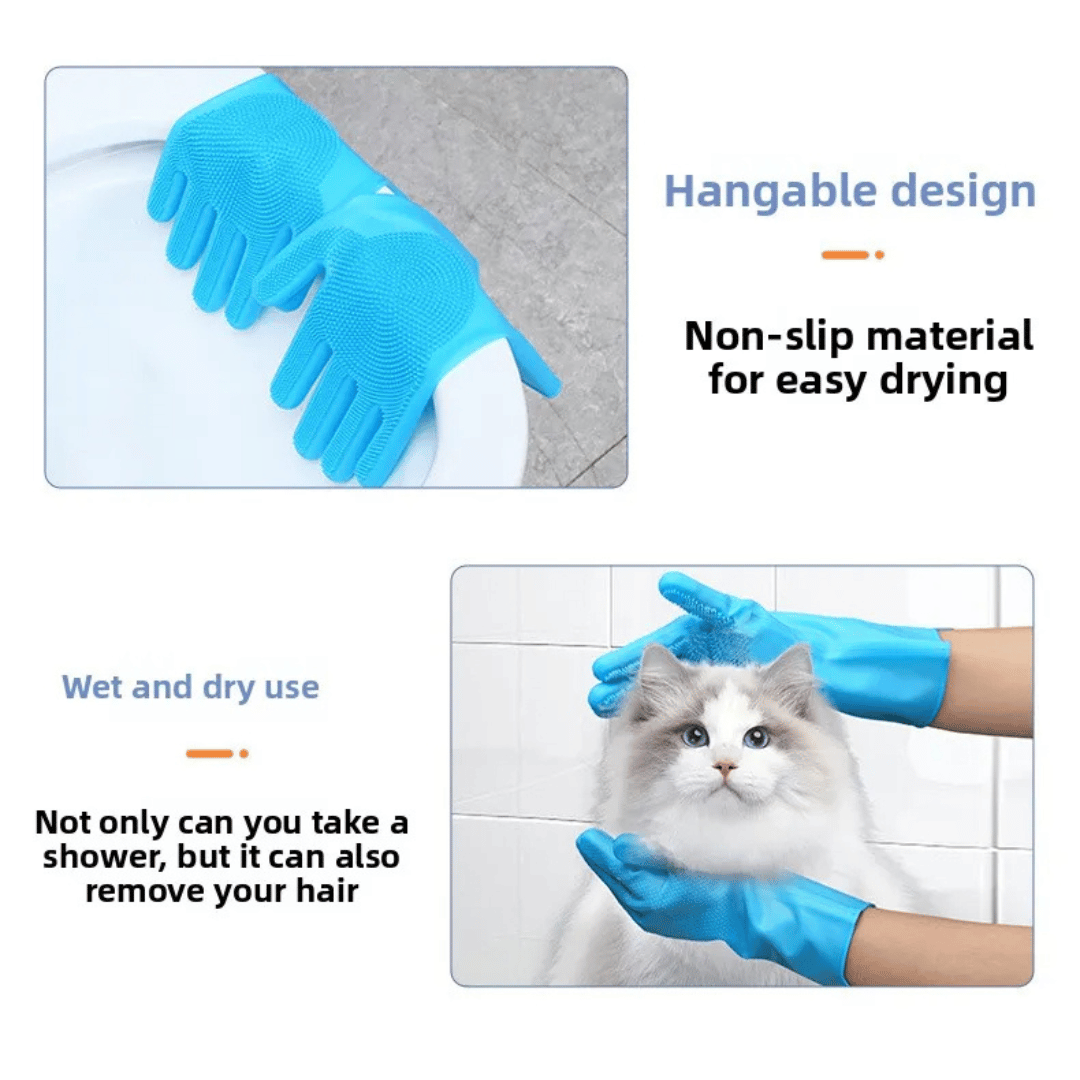 Silicone Dog Washing Gloves for Wet & Dry Bathing & Grooming