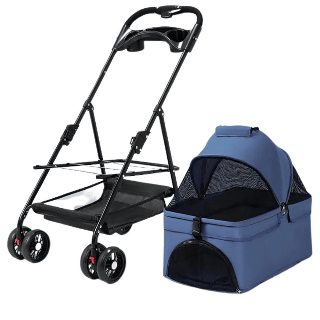 Multifunctional Foldable Pet Stroller & Detachable Basket for Small Dogs & Cats 7