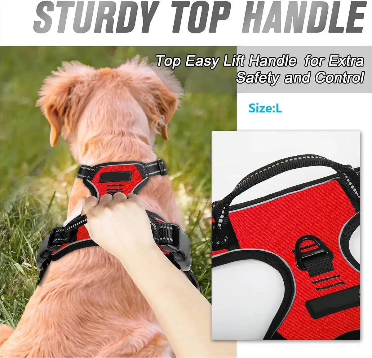Dog Harness Training Vest with Reflective Straps, Handle & Secure Buckles 5