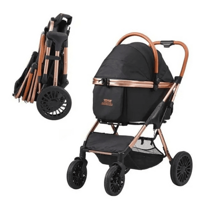 Easy-Fold Dog Stroller with Detachable Carry Basket for Small & Medium Sized Dogs 2