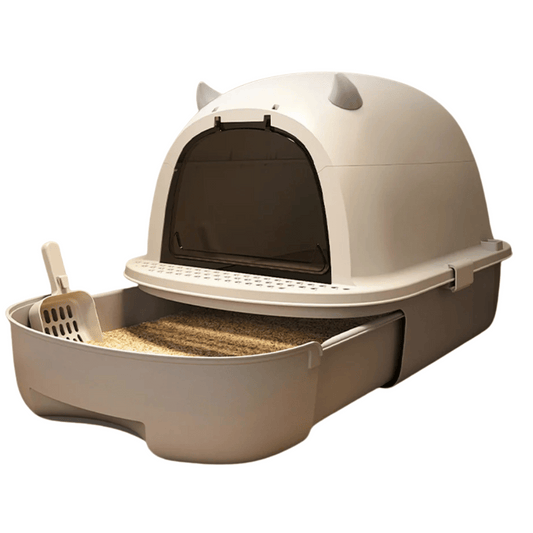 Enclosed Cat Litter Box with Swing Door & Pull-Out Tray Drawer | Scoop Included 1