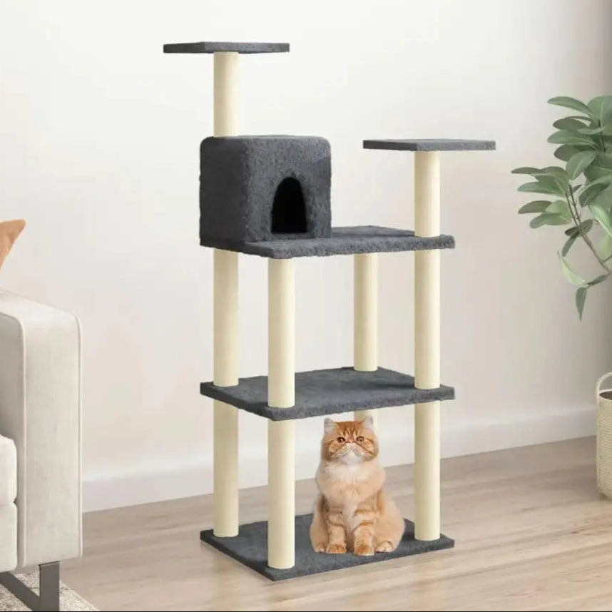 4ft Cat Tree with Plush Condo Hideaway, Multi-Level Perches & Scratching Posts 1
