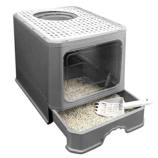 Spacious Front & Top Entry-Exit Enclosed Cat Litter Box with Slide-Out Tray & Scoop 1