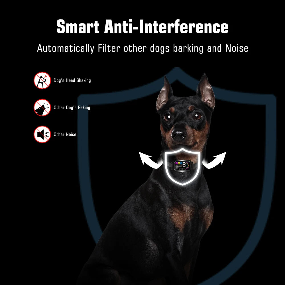 Smart Anti-Bark eCollar with Automatic Sensor | Digital Dog Bark Collar with Sound, Vibration & Shock Modes
