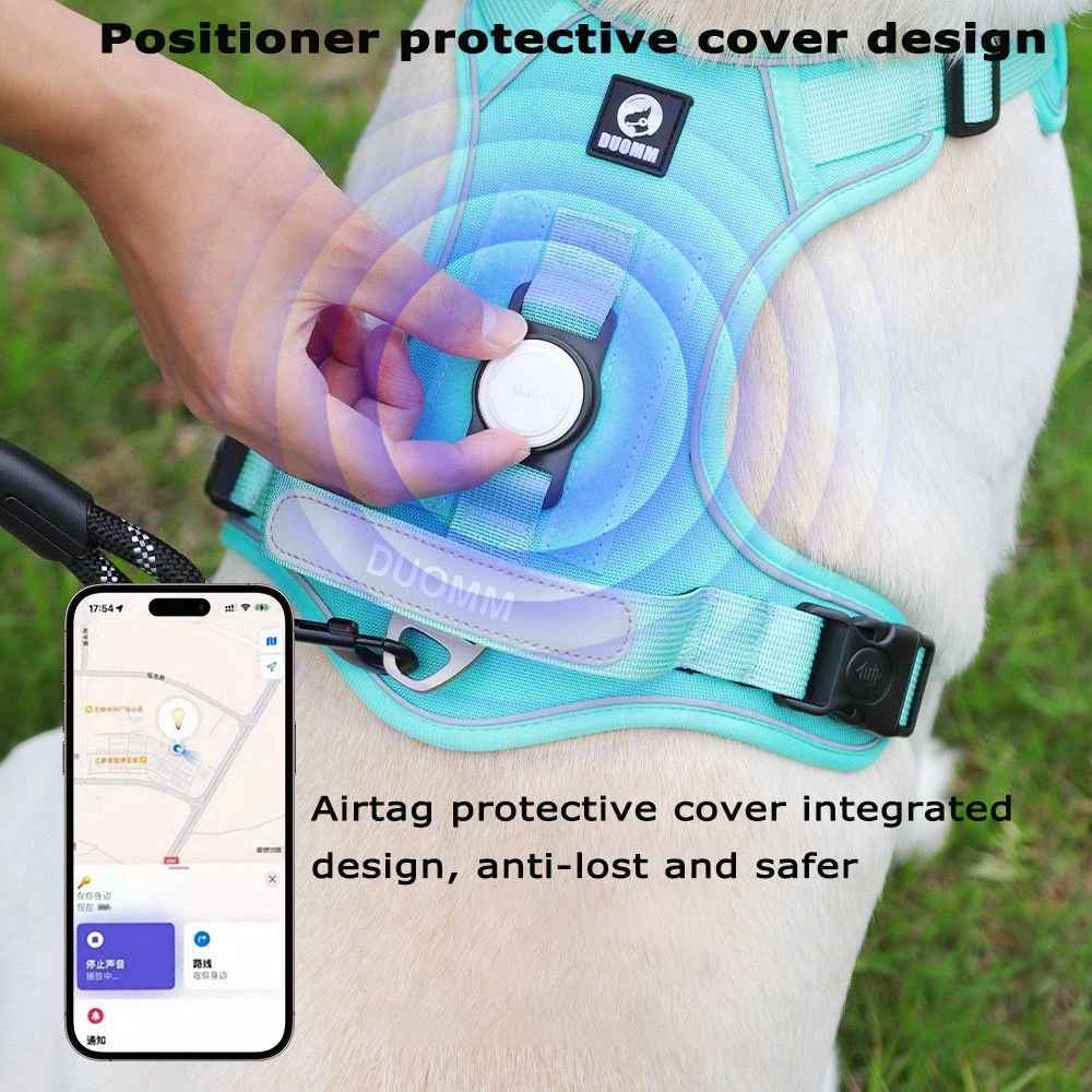 Comfortable & Reflective No-Pull Dog Harness with Strong Handle, Leash Clip & AirTag Holder
