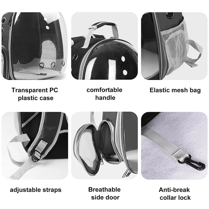 Space Capsule Cat Backpack with Transparent Dome | Ventilated Travel Carrier for Pets