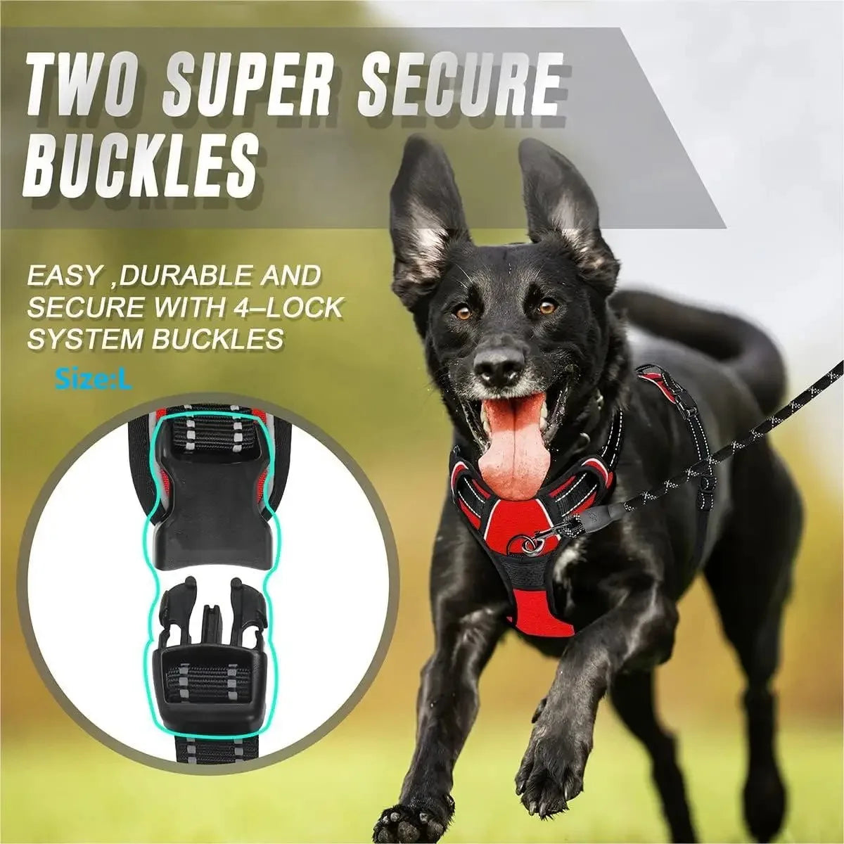 Dog Harness Training Vest with Reflective Straps, Handle & Secure Buckles 3