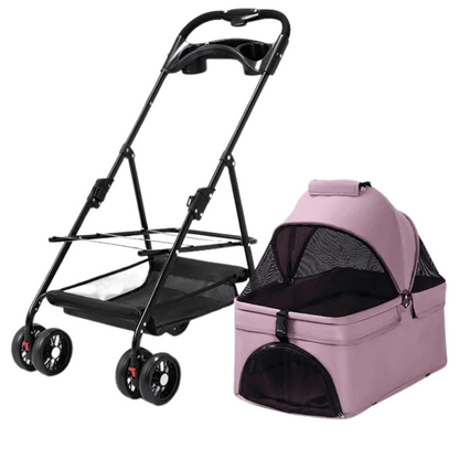 Multifunctional Foldable Pet Stroller & Detachable Basket for Small Dogs & Cats 6