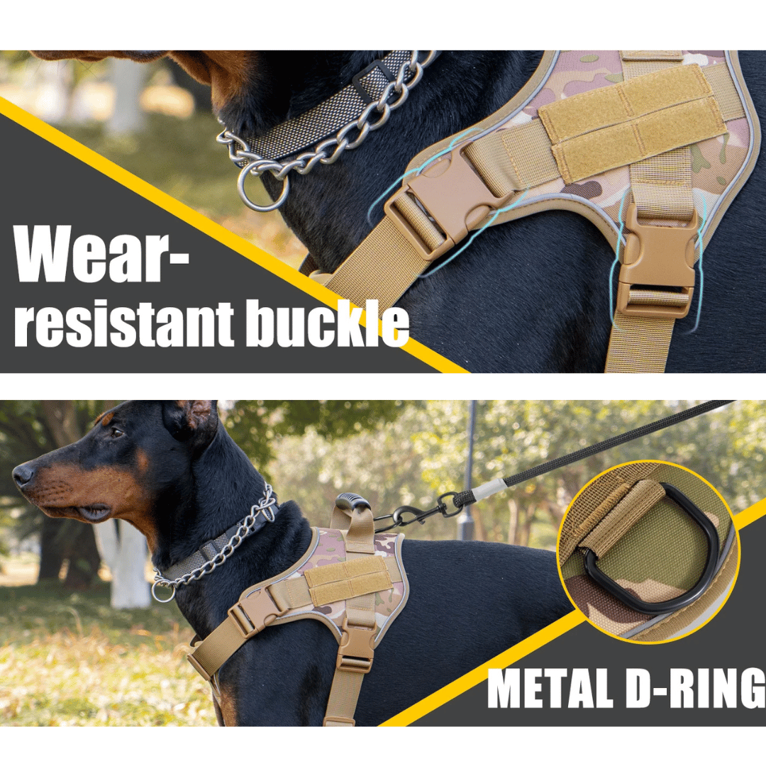 Military-Style Tactical Dog Training Vest with Sturdy Harness Handle 12