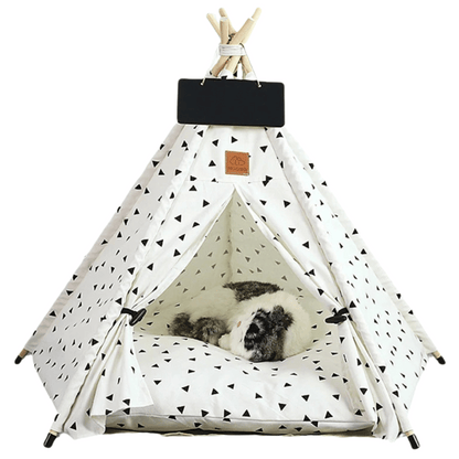 Cute Pet Bed Teepee Tent for Smaller Dogs & Cats with Washable Comfy Cushion