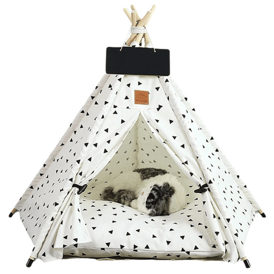Cute Pet Bed Teepee Tent for Smaller Dogs & Cats with Washable Comfy Cushion