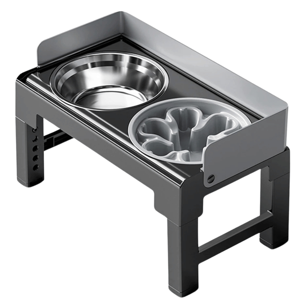 Adjustable Raised Dog Feeding Station with Stainless Steel & Slow-Feeding Bowls 8