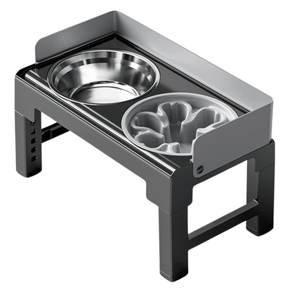 Adjustable Raised Dog Feeding Station with Stainless Steel & Slow-Feeding Bowls 8