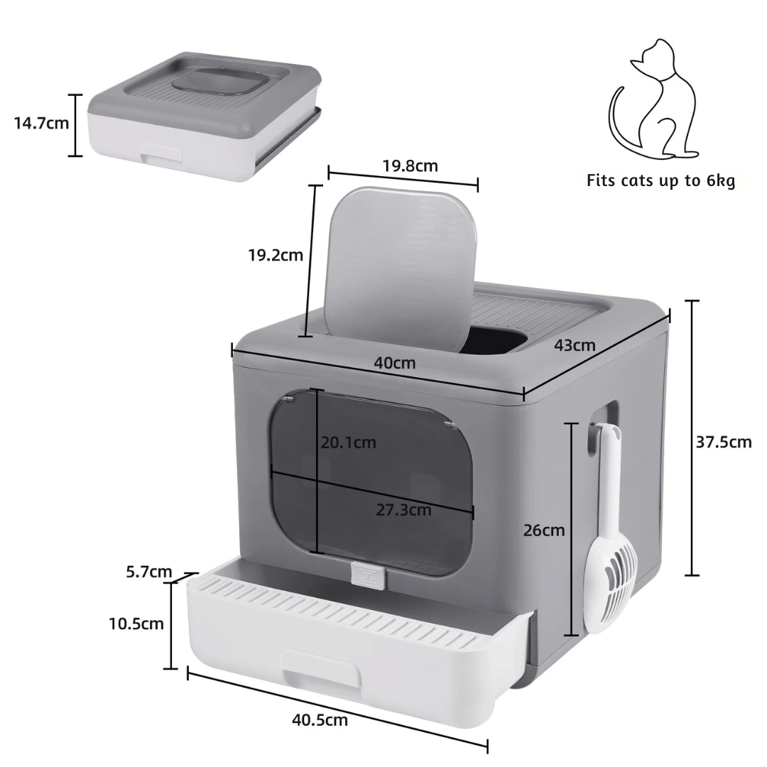 Dual-Entry Enclosed Cat Litter Box with Pull-Out Drawer Tray & Scoop 10