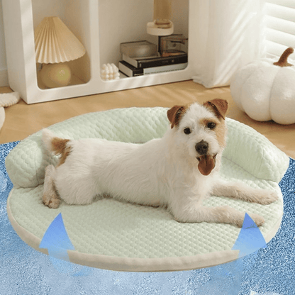 Round Pet Cooling Mat - Absorbs Heat & Cools Body | Breathable, Non-Slip Dog & Cat Bed with Head Support