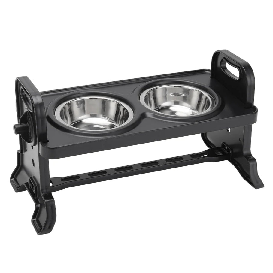 Fully Adjustable Raised Dog Feeding Station with Double Stainless Steel Dog Bowls 4