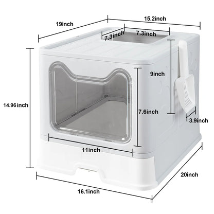 Front & Top Entry Enclosed Cat Litter Box with Drawer Tray & Scoop 14