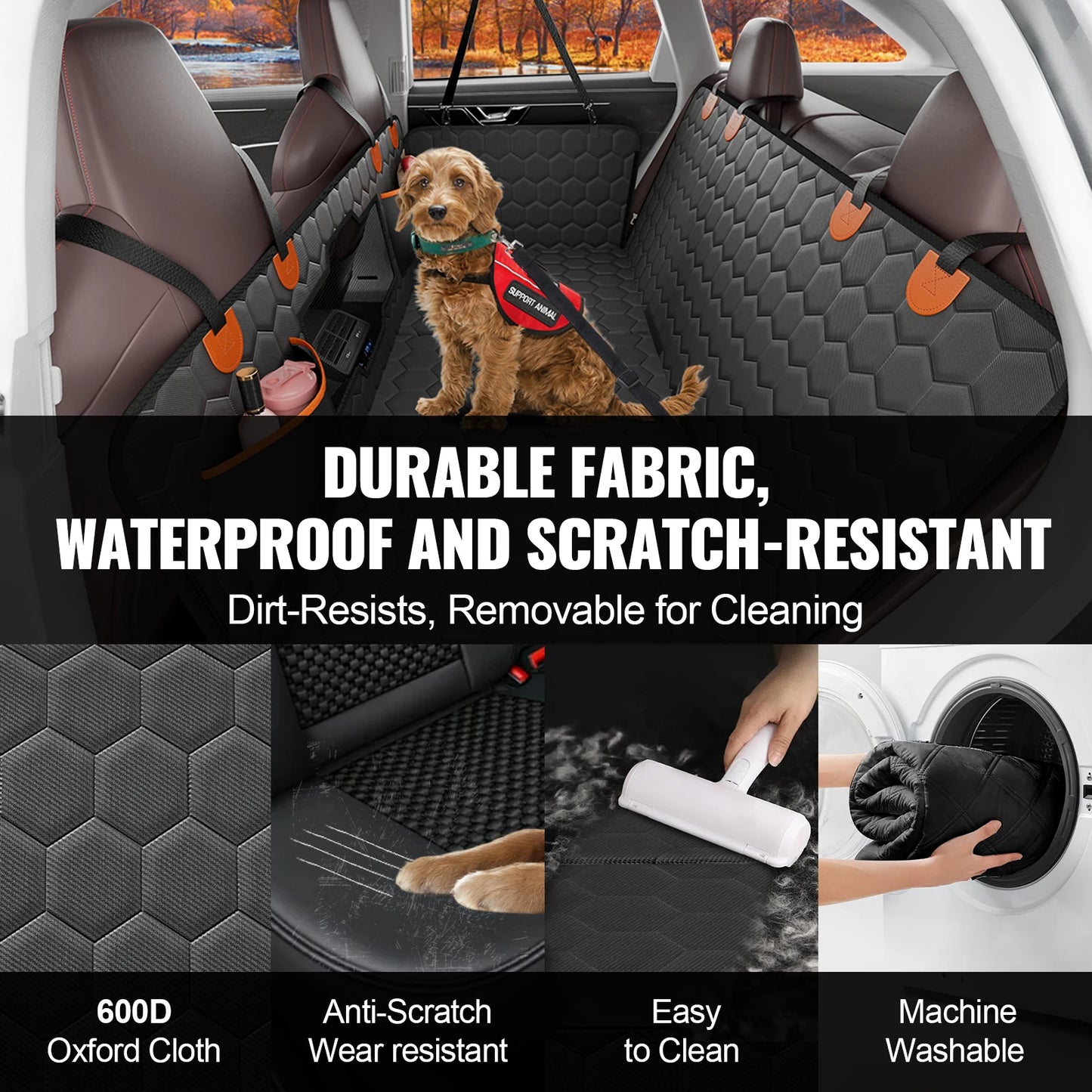 Sturdy & Extended Base Dog Car Seat Cover for Back Seats 4