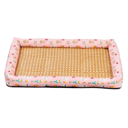 Cool-Feel Rattan Base Pet Bed for Dogs & Cats | Natural & Breathable Wicker Pet Pad 4