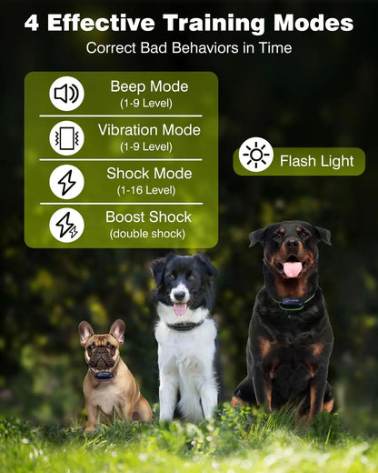 1000m Dog Shock Collar with Instant Boost | For Stubborn Dogs & Long Hair