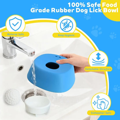 No-Spill Slow Feeder Dog Lick Bowl with Rolling Ball | Anti-Choke Interactive Treat Bowl for Liquid Treats — Food Grade & Dishwasher Safe
