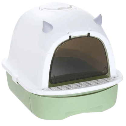 Large Hooded Cat Litter Box with Charcoal Filter | Swing Door, Pull-Out Drawer Litter Tray & Trapping Step | Scoop Included
