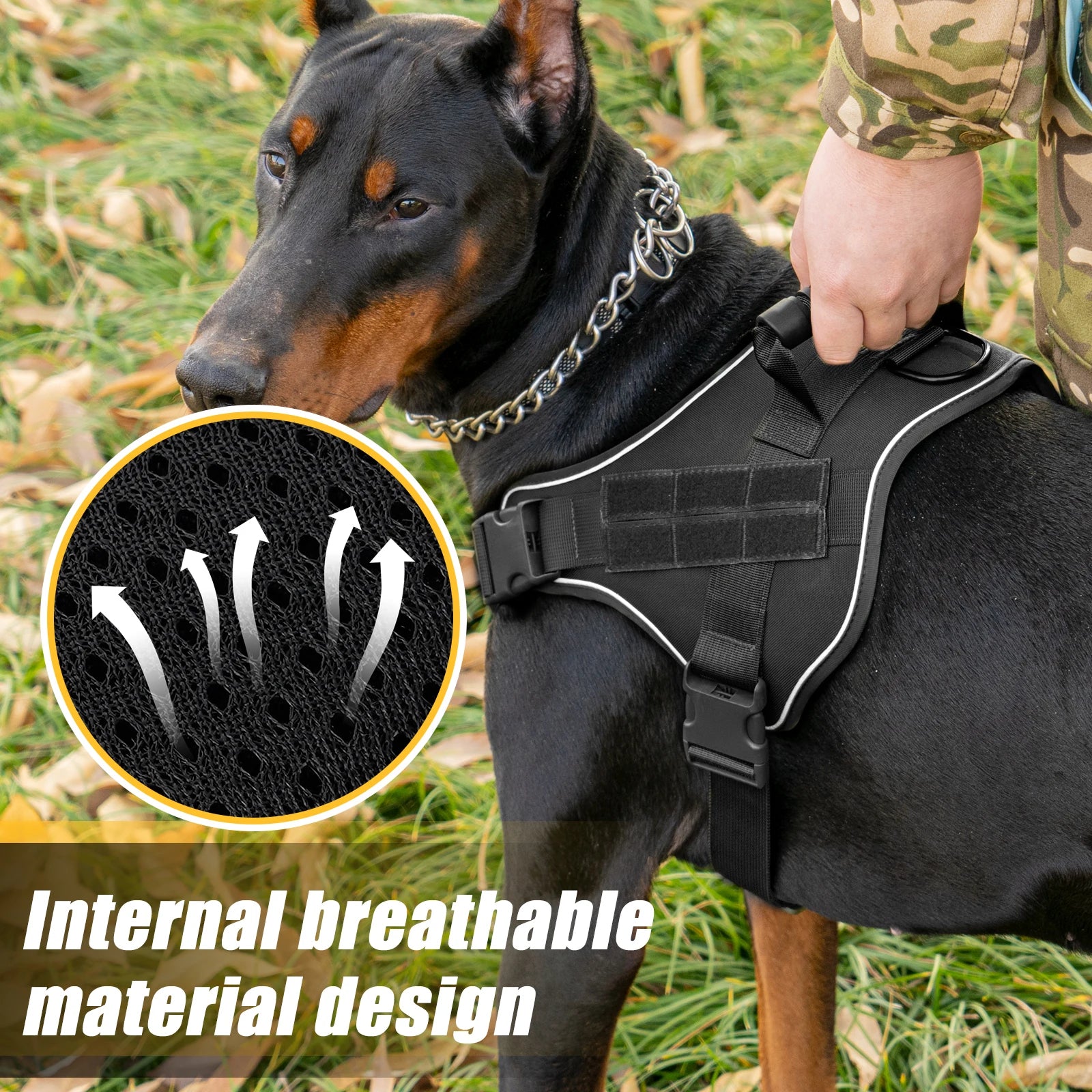 Military-Style Tactical Dog Training Vest with Sturdy Harness Handle 8