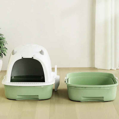 Large Hooded Cat Litter Box with Charcoal Filter | Swing Door, Pull-Out Drawer Litter Tray & Trapping Step | Scoop Included