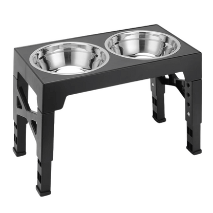 Raised Dog Bowl Stand with Adjustable Tilt & Stainless Steel & Slow-Feeding Bowls 1